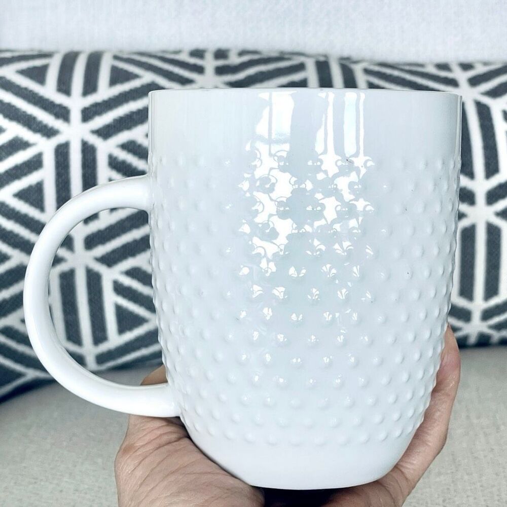 New Threshold Beaded White Porcelain Coffee Beautiful Mug 15oz - Picture 14 of 14